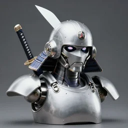 samurai robot with katana portrait ( head and bust ) in the style of sylvian boussiron 8 k