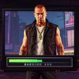 king crimson in the gta v loading screen, masterpiece, 8 k, 4 k, art by stephen bliss