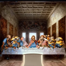 leonardo da vinci's the last supper with the minions,
