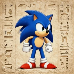 photo of ancient egyptian hieroglyphs depicting sonic the hedgehog dabbing
