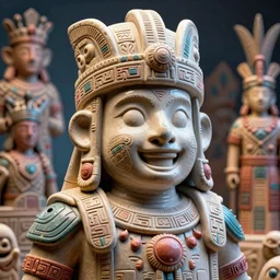 plastic ceramic pfp portrait happy bounty hunter cyberpunk inca in tribal regalia, an idea seep's into infinity highly detailed in volumetric latent space, cinematic light, sharp focus, divine realm of gods, octane render,