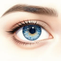 close - up of an eye, blue iris, watercolor art, drew struzan illustration art, key art, portrait