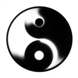 the yin yang symbol, vector image, black and white