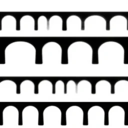 design pattern of aqueducts, black and white color, digital, procreate, horizontal, multilayer, minimalism