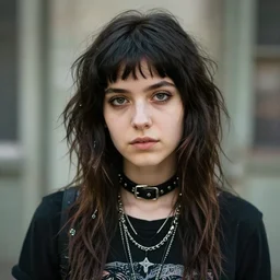 a portrait of a pretty sewer punk young lady by alice bailly