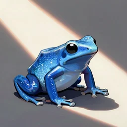 Blue-colored Amazon milk frog, digital art, flat colors, clean lines