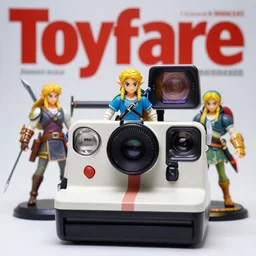 toyfare magazine cover of legend zelda enemy figures. studio lighting. 3 5 mm f / 2. 8 macro lens. polaroid - w 7 6 8