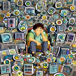 a wholesome illustration of a tired man losing his job because he is addicted to the AI, studio Ghibli,  Pixar and Disney animation, sharp, Rendered in Redshift and Unreal Engine 5 by Greg Rutkowski, Bloom, dramatic lighting