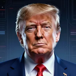 retrofuturistic portrait donald trump humanoid, space graphics art in background, close up, wlop, dan mumford, artgerm, liam brazier, peter mohrbacher, 8 k, raw, featured in artstation, octane render, cinematic, elegant, intricate, 8 k