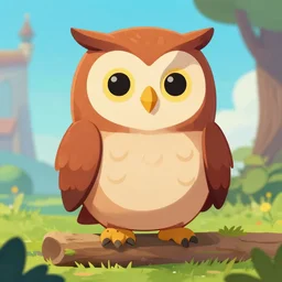 game character anthropomorphic owl in the style of royalabc world