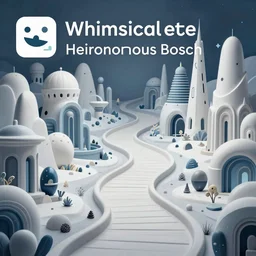 a whimsical elite masterpiece mysterious science fantasy matte painting of a winding path through arctic dream worlds with surreal architecture designed by heironymous bosch, structures inspired by heironymous bosch's garden of earthly delights, surreal ice interiors by cyril rolando and natalie shau, insanely detailed and intricate, elegant, spirits of the wind