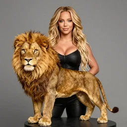 thicc Britney Murphy holding up Britney Spears, the lion King pose