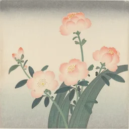 japanese woodblock of flowers, by ohara koson