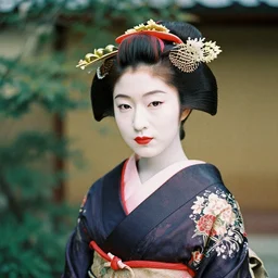 Portrait Photograph of a Japanese Geisha Fujicolor Superia Venus 800