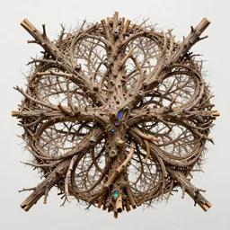 man made of branches. intricate abstract. intricate artwork. by tooth wu, wlop, beeple, dan mumford. trending on artstation, greg rutkowski very coherent symmetrical artwork. cinematic, hyper realism, high detail, octane render, 8 k, iridescent accents