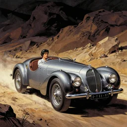 moebius comic art, the incal, maserati tipo 1 5 1, cinematic moebius illustration, driver rider, painting, film still, blade runner 2 0 4 9