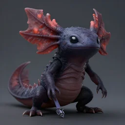 sci - fi axolotl dark figure, highly detailed, trending on artstation, deep colors, character design