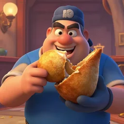 heavy from team fortress 2 eating a brazilian coxinha