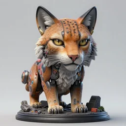 detailed realistic 3 dcsulpture portrait artwork of a biomechanical lynx by subjekt zero, clogtwo and ben ridgway. colored centered uncut. scifi enviroment. slightly lowbrow. influenced by andrei riabovitchev and igor goryunov. artwork by subject zero