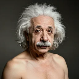 shirtless einstein portrait