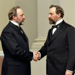 theodor herzl shaking hands with franz joseph colorized