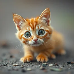 orange cat caterpillar, big eyes, fuzzy feet, kodak photo, muted colors, depth of field