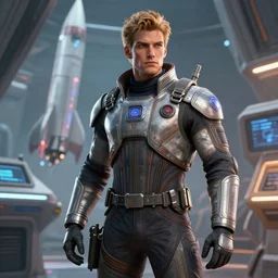 epic professional digital art of stunningly handsome male starship rocket engineer by leesha hannigan, iris van herpen, artstation, cgsociety, wlop, epic, much wow, much detail, gorgeous, detailed, masterpiece