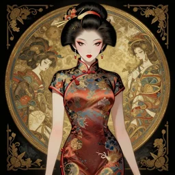 a japanese showgirl with chinese cheongsam, digital concept art by artgerm, greg rutkowski and alphonse mucha, 8 k, hyper detailed