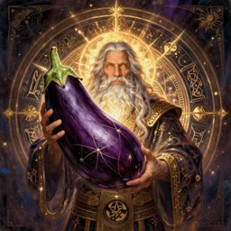 wizard with eggplant, intricate occult illustration by tim doyle