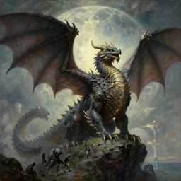 A majestic gothic dragon, by Ivan Aivazovsky, by Wayne Barlowe, by HR Giger, by Bruce Pennington, by Paul Lehr, masterpiece, oil on canvas, trending on artstation, top on pixiv, cinematic composition, dramatic scene, beautiful lighting, artgem, aesthetic!, planetary landscape, concept art, sharp, high details, hyper-detailed, astrophotography, no frames, 8K