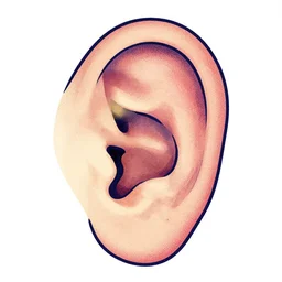 dove in an ear canal, flat colors, precise linework, grainy, stippling dot shading, psychodelic