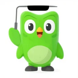 duolingo app green owl mascot with dad body