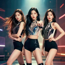 unbelievably beautiful, perfect, dynamic, epic, cinematic 8 k hd movie shot, three beautiful cute young k - pop idols actresses in korean girl band, posing together in leotards. motion, vfx, inspirational arthouse, high budget, hollywood style, at behance, at netflix, with instagram filters, photoshop, adobe lightroom, adobe after effects, taken with polaroid kodak portra