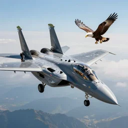 a hybrid of an F-15 fighter jet with parts that are actually eagle