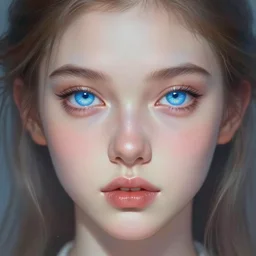 a girl with beautiful iridescent blue eyes, portrait, highly detailed, digital painting, artstation, concept art, sharp focus, dreamy illustration, art by artgerm and greg rutkowski and magali villeneuve