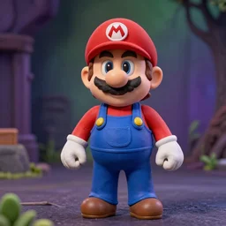 super mario in the style of tim burton, claymotion film still