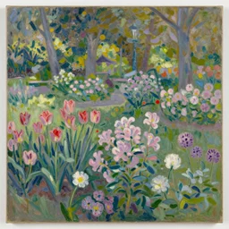 a park with many beautiful flowers, by caspar david friedrich, by claude monet, canvas, paint, oil paint, tempera paint, dripping paint, splatter paint, macro, dof, insanely detailed and intricate, hypermaximalist, elegant, ornate, hyper realistic, super detailed