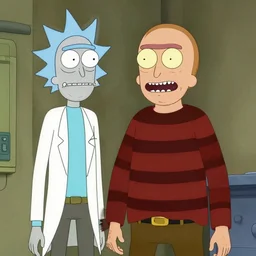 freddy krueger in the style of rick and morty by justin roiland