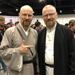 avatar aang and walter white at a bald guys conventioin