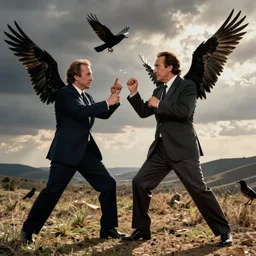 detailed realistic shot nicholas cage fights birds hitchcock's birds