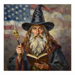 portrait of an american wizard ( 3 5 ) from the united states of america in 2 0 2 1, an oil painting by ross tran and thomas kincade