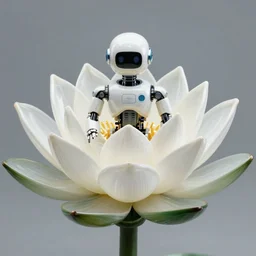 waterlily head robot by spider zero, benoit b. mandelbrot, jeff koons, chihuly, trending on artstation # chihuly