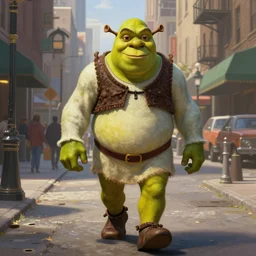 Portrait Shrek walking in New york streets, digital painting, artstation, concept art, donato giancola, Joseph Christian Leyendecker, WLOP, Boris Vallejo, Breathtaking, 8k resolution, extremely detailed, beautiful, establishing shot, artistic, hyperrealistic, octane render, cinematic lighting, dramatic lighting, masterpiece, light brazen, extremely detailed