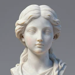 a portrait of a marble woman with a face in the style of constantin brancusi and wes anderson, kawaii style, detailed, pastel colors, 3D, octane render, detailed