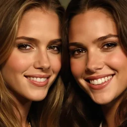 a closeup, 4 5 mm, detailed photo of a woman smiling half jessica alba half nathalie portman half scarlett johansson, beautiful low light, 4 5 mm, by franz lanting