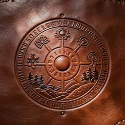 alchemical diagram embossed on leather