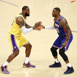 4 k photograph of lebron james ( left ) fighting ( ( skip bayless ) ) ( right ) in the wwe. hyper detailed, 4 k, high quality, smooth, sharp focus, masterpiece