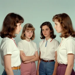 “a beautiful and eerie science textbook illustration from the 1970s depicting the girls in white dresses just before they disappeared from hanging rock”