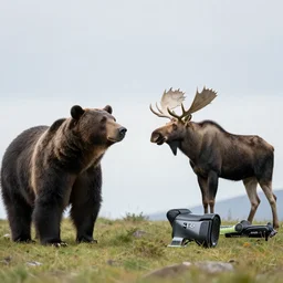 a bear and a moose XF IQ4, f/1.4, ISO 200, 1/160s, 8K, RAW, unedited, symmetrical balance, in-frame