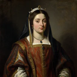 portrait of a lady in byzantine costume in the style of ferdinand keller ( 1 8 4 2 - 1 9 2 2 ), oil on canvas, 4 k resolution, mysterious